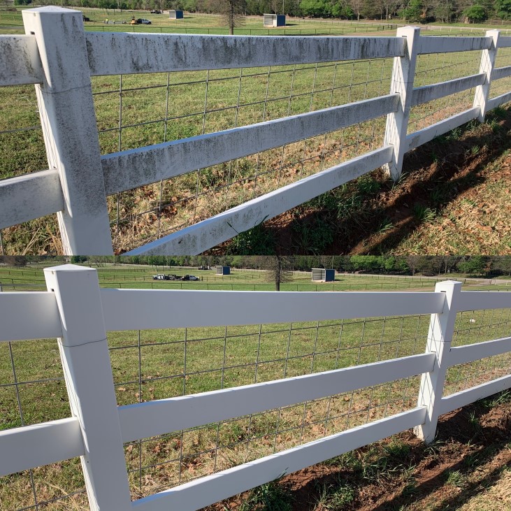 White Vinyl Fence Pressure Wash Cleaning in Edmond, OK